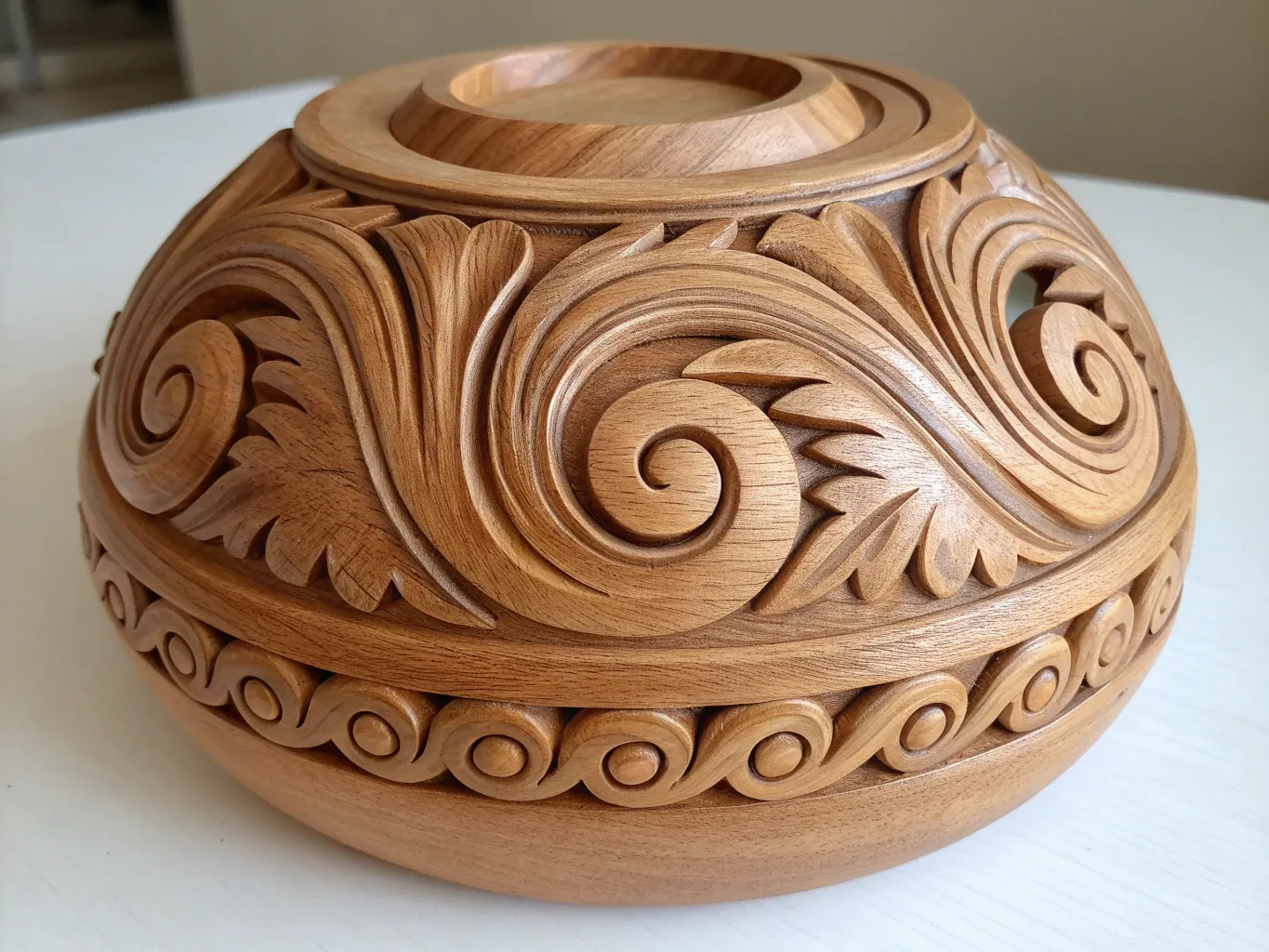 Hand-carved wooden decorative object